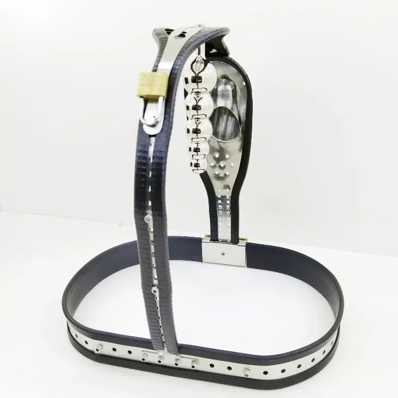 Stainless Steel Male T Type Chastity Belt Cock Cage Restraint Lockable Chastity Device Anal Beads SexToys for Men BDSM Gear game