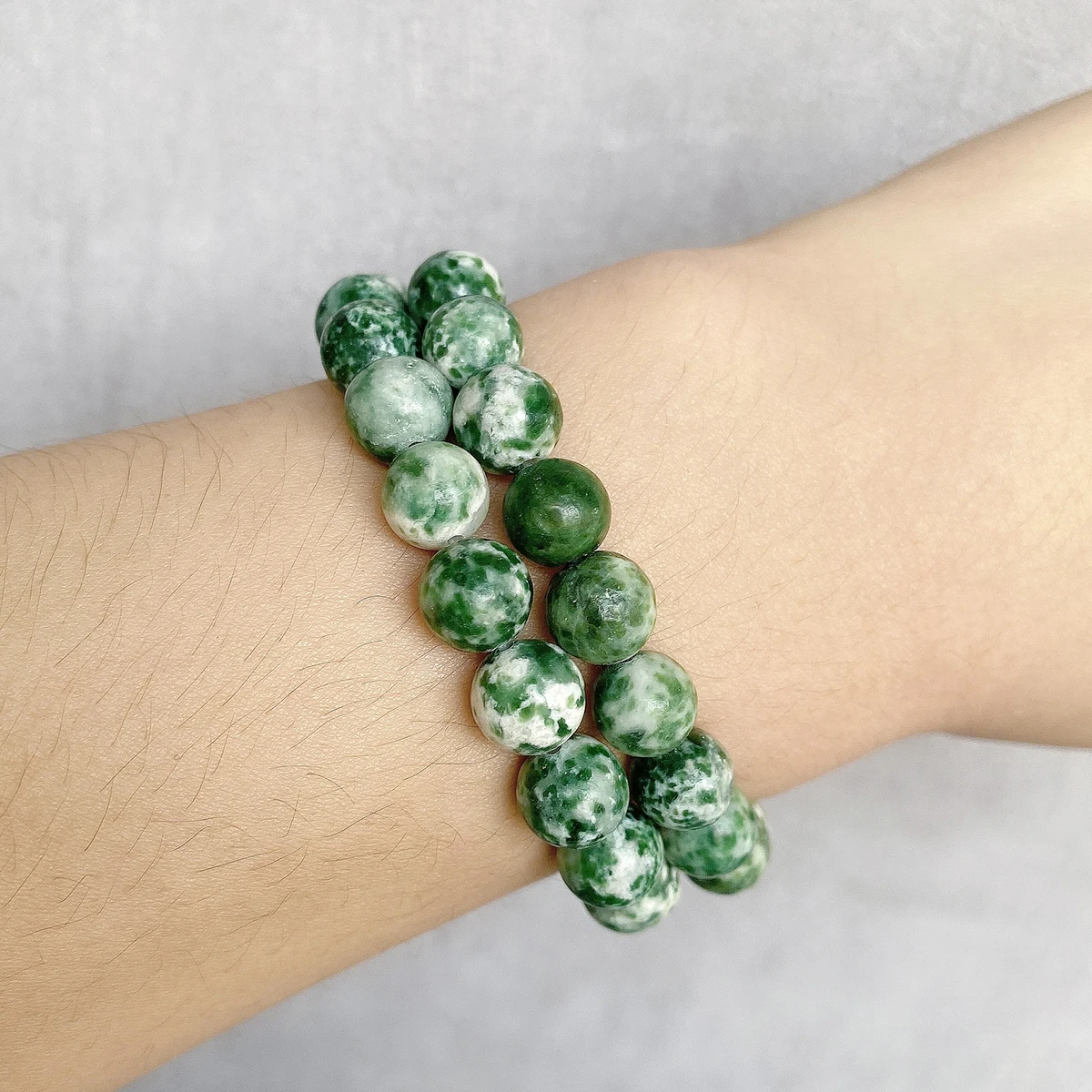 Naturstein facettierte Edelsteinperle aus grünem Jaspis, rund, lose, als Abstandshalter für die Schmuckherstellung, DIY Armband, Halskette, Zubehör – Detail 1