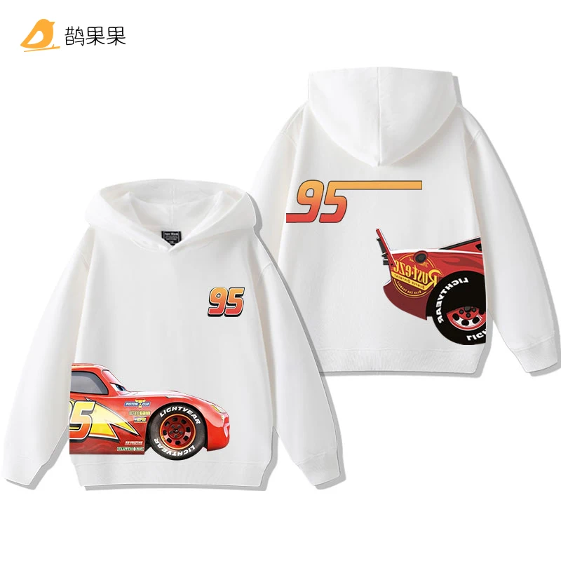 

Толстовка с капюшоном Cars Lightning McQueen для мальчиков и девочек, новинка осени и зимы, бархатный универсальный пуловер, одежда