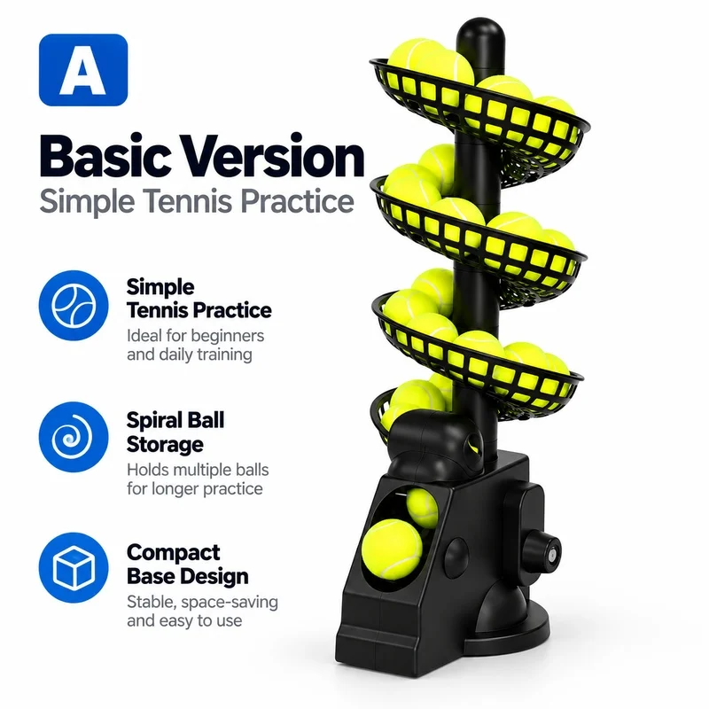 Tennis & Pickleball Ball Machine, Automatic Solo Training Launcher for Beginners & Pros, Remote & Height Options