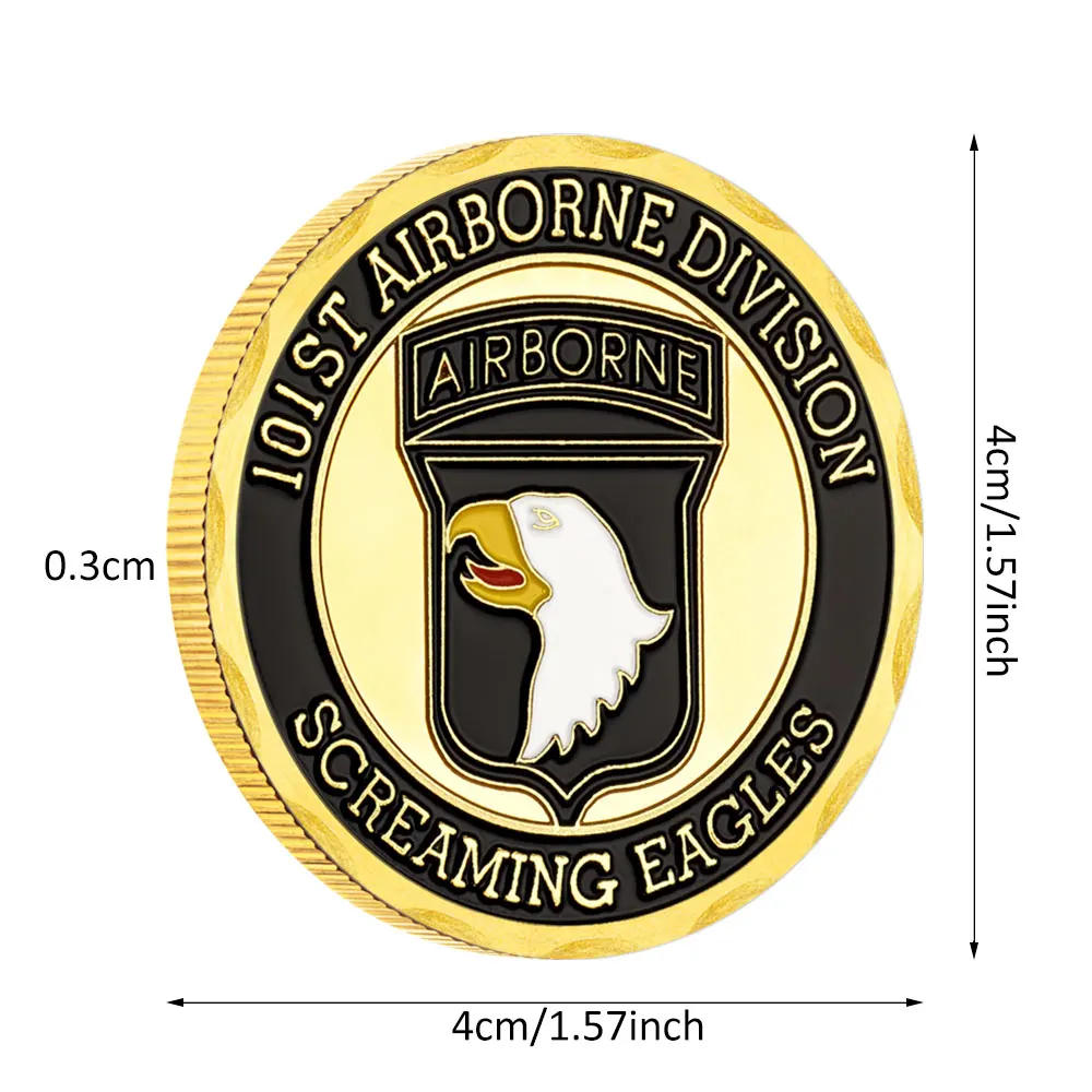 الجيش الأمريكي 101st المحمولة جوا شعبة الذهبي مطلي تذكارية عملة صراخ النسر التحدي عملات ديكور المنزل