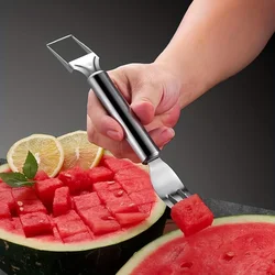 1pc 2-in-1 Creative Watermelon Slicer, Stainless Steel Watermelon Fork, Watermelon Knife, Fruit Divider