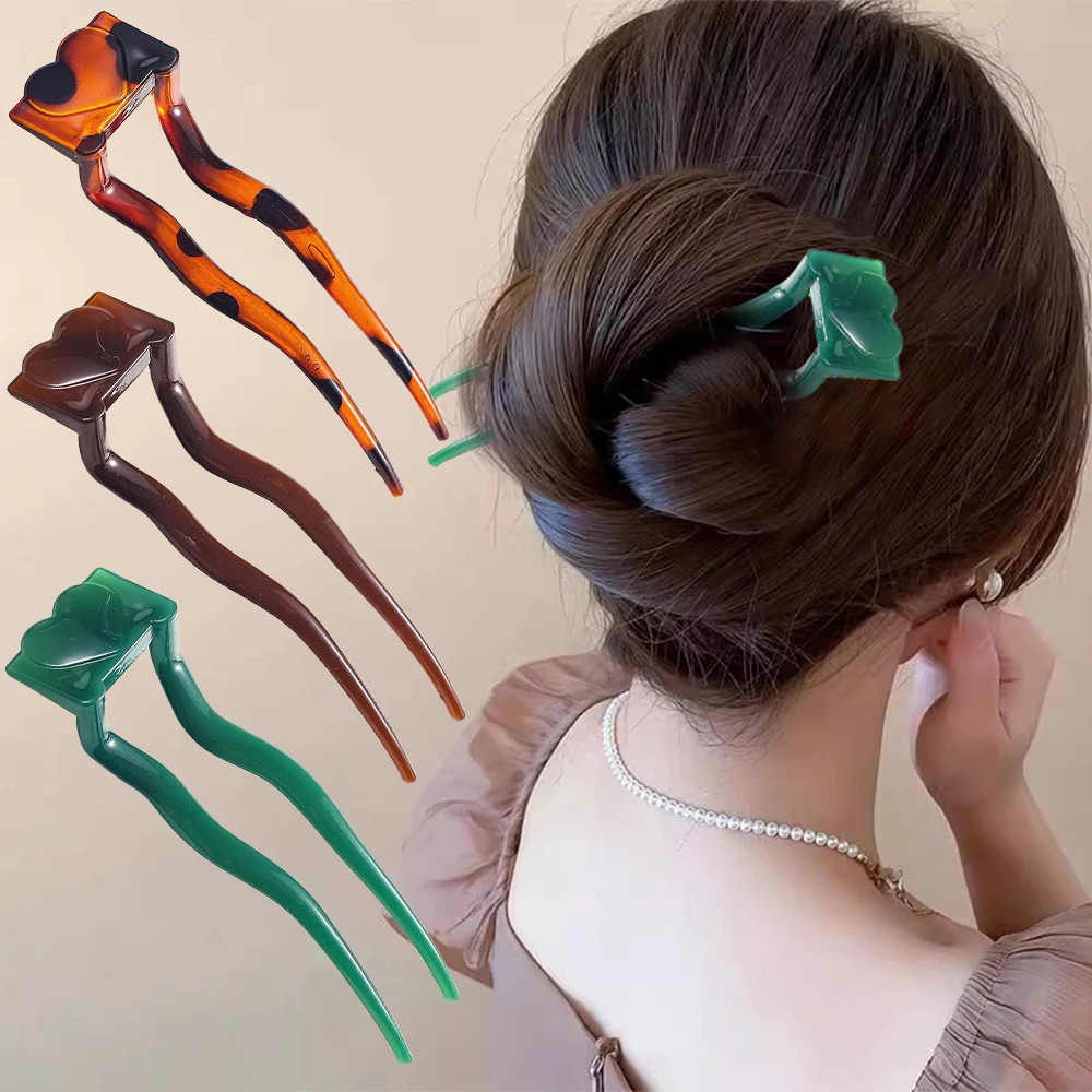 Wsuwka do włosów w kształcie litery U, modna spinka, akrylowa geometryczna ozdoba do włosów, damskie i dziewczęce wsuwki do kucyka, akcesoria do włosów, fryzura.