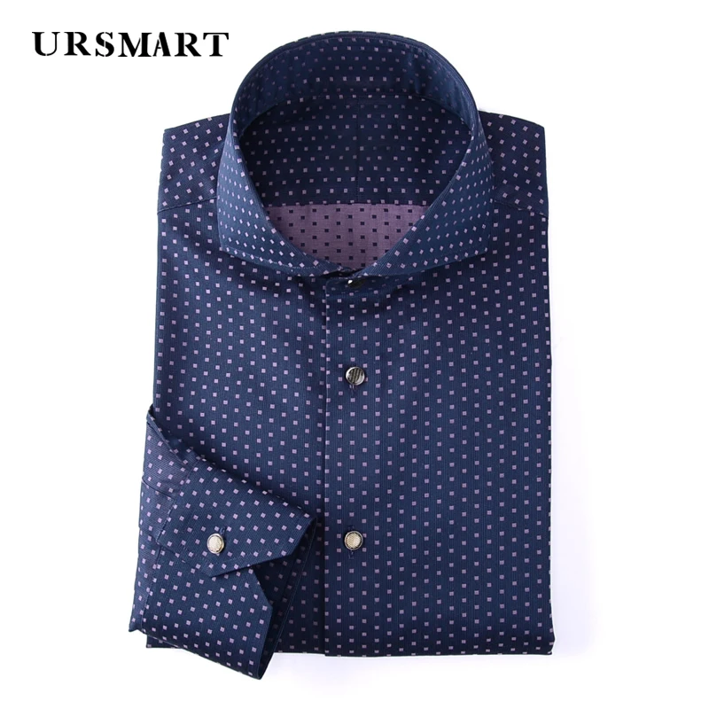 

custom mens Windsor collar long sleeve shirt purple jacquard cotton slim shirt for men