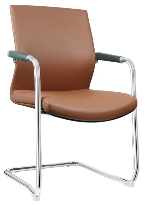 Ergonomic Chrome-Plated Cantilever Office Chair with High-Density Molded Foam Seat and Durable Eco-Friendly Leather