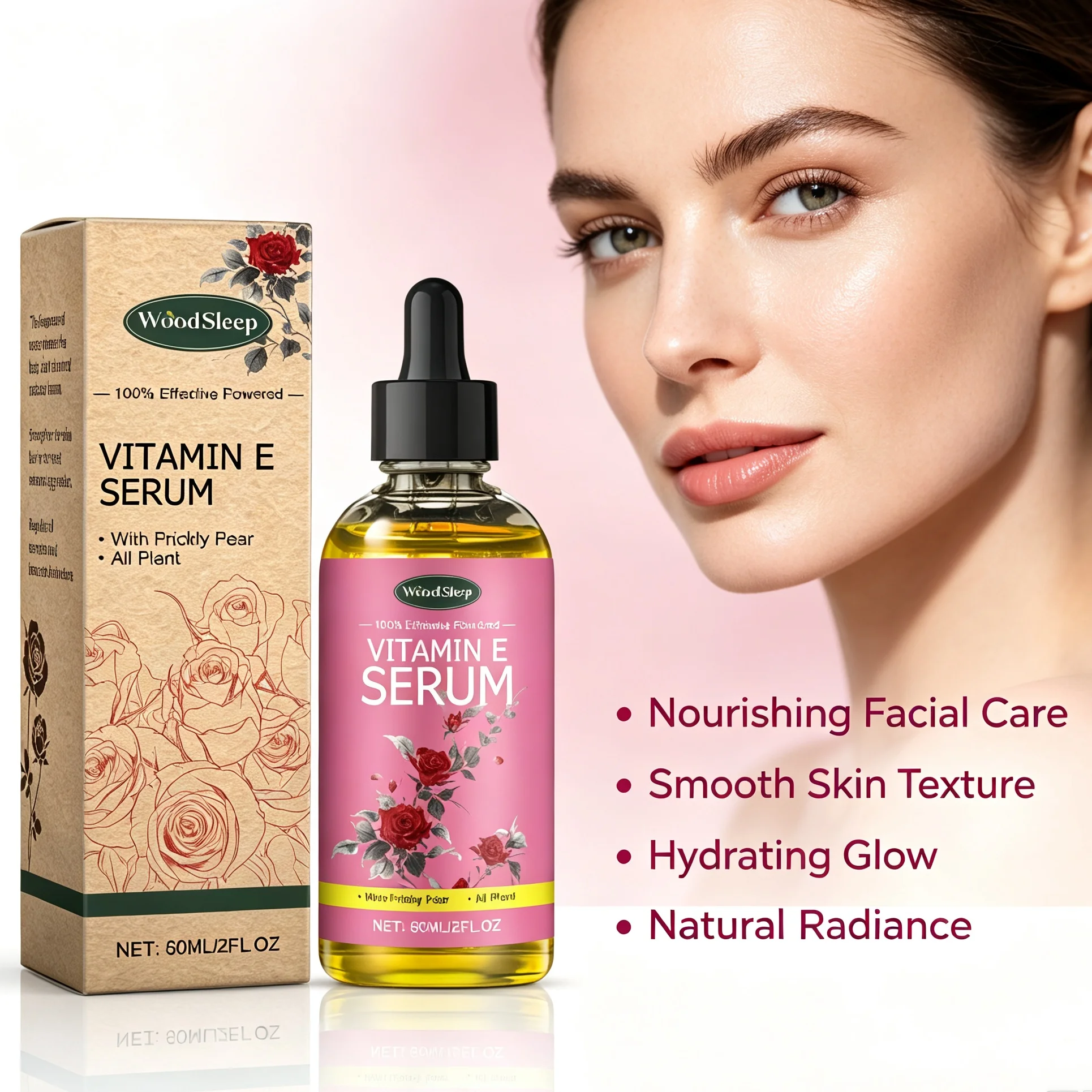 Rose Vitamin E Face Body Essence Oil Natural Moisturizing Brightening Anti-Aging Repair Dry Skin Massage Serum