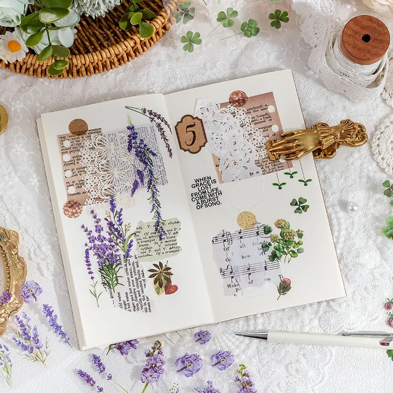 6 pieces/pack Vintage Plant flower PET waterproof sticker for DIY scrapbooking Journal Photo album decoration materials Stickers