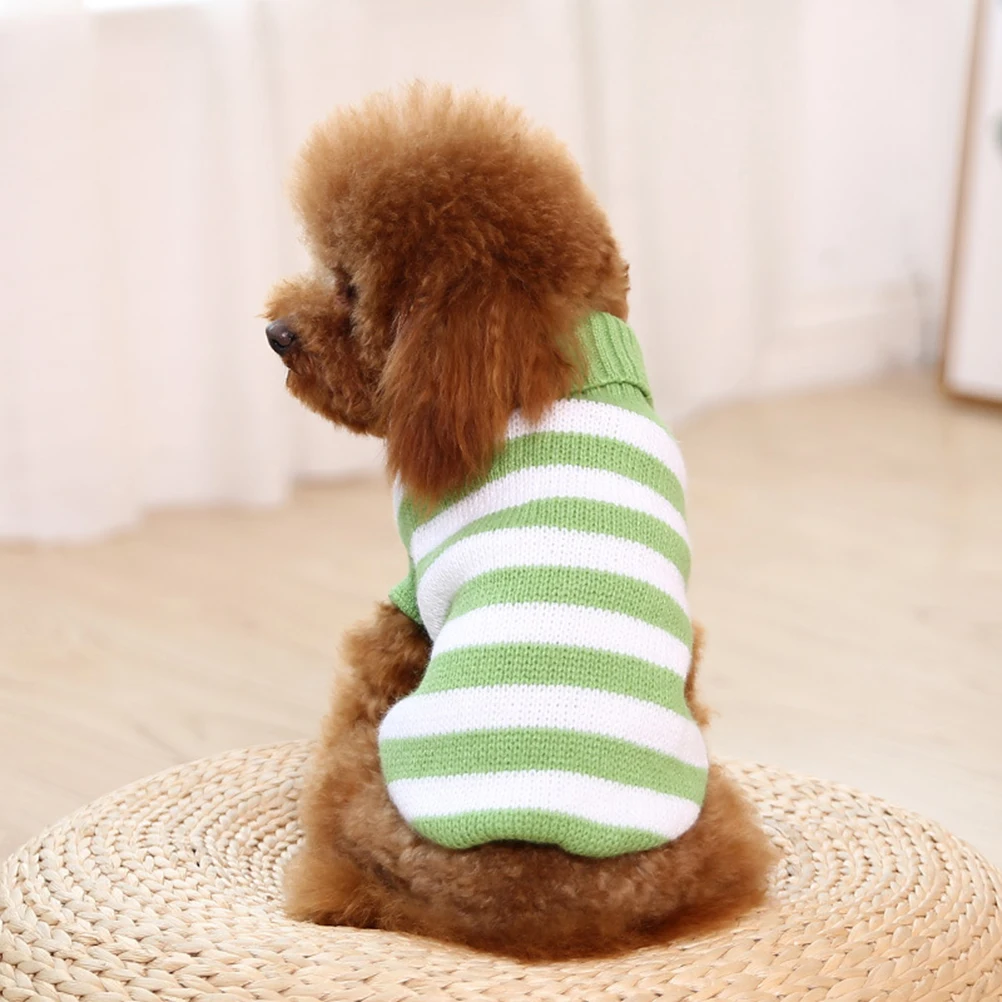 

Pet Turtleneck Sweater Dog Clothes Fashion Stripe Design Warm Puppy Costume Party Clothing Christmas Photo Taking