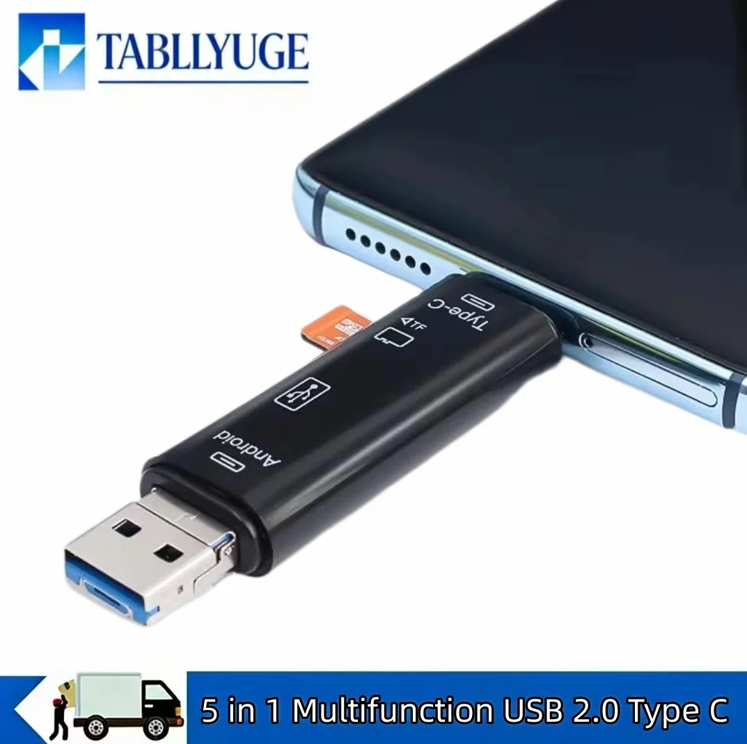 New 5 in 1 Multifunction USB 2.0 Type C USB Micro USB SD TF Memory Card Reader for Android Computer Dock OTG Type C Adapter