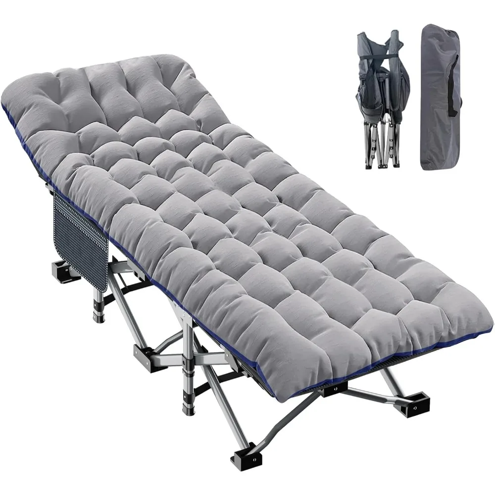 

Oversized XXL Folding Camping Cot W/Mat for Adults, 78" L x 32" W x 18" H Heavy Duty Outdoor Bed with Carry Bag,1200 D Layer