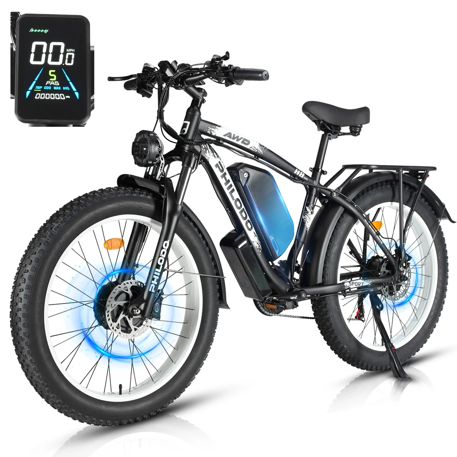 AliExpress NONE Electric Bike 3000W Peak Power Brushless Motor 48V26AH Lithium Battery AWD Bicycle Adult with Dual Battery 26" Fat Tire Ebike