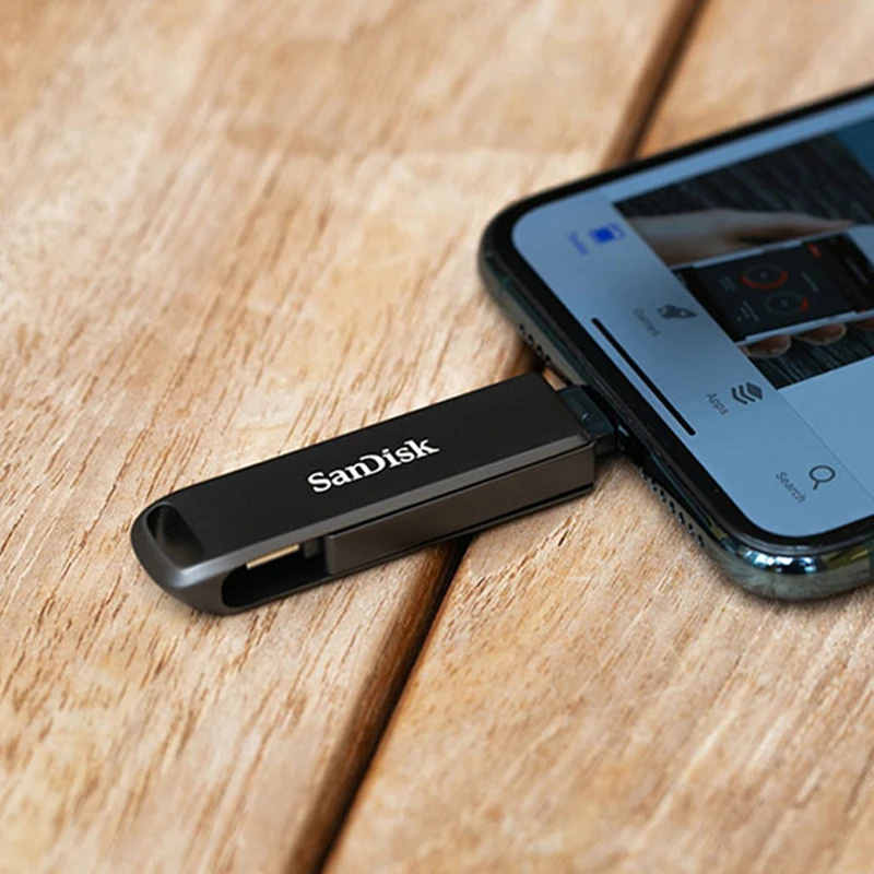 SanDisk Lightning USB 3.0 iXpand Flash Drive Luxe 256GB, Flash Drive 2-in-1 128GB 64GB untuk iPhone/ iPad Pro/Mac IX60N/70N/90N