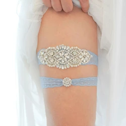 Shinny Pearls Crystals Wedding Garter for Bride Leg Ring Loop Thigh Leg Garter  For Wedding Bridal  Accessories