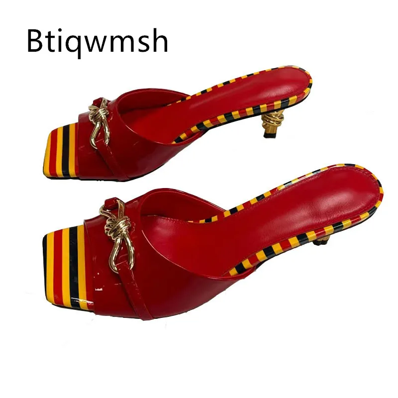 

Красные сандалии-гладиаторы, женские туфли-гладиаторы с открытым носком, Золотая бабочка, декор, странные туфли на высоком каблуке, женские шлепанцы