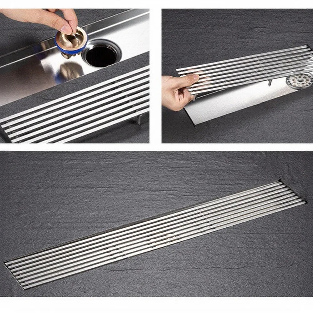 Stainless Steel Rectangular Line Floor Drain for Bathroom Shower Room Applications with Optimized Water Flow Path