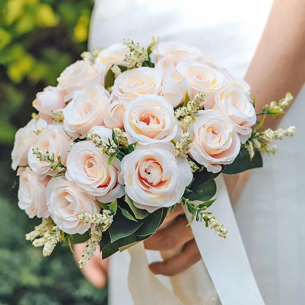 

1 Pc Artificial Rose Flowers Bouquet Fake Roses Flowers Faux Roses Bride Holds Bouquet Wedding Bridesmaids Hold Small