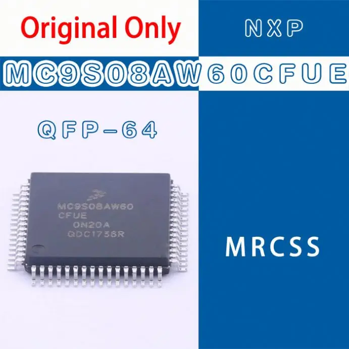 MCU 8-bit HCS08 CISC 60KB Flash 3.3V/5V 64-Pin PQFP Tray - Trays  MC9S08AW60CFUE