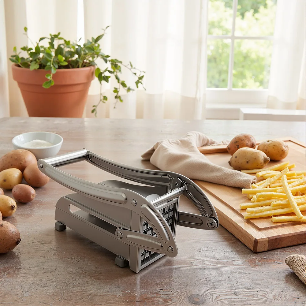

Premium French Fry Cutter & Potato Slicer – Stainless Steel Vegetable Cutter for Fries, Potatoes, Chips & Carrots