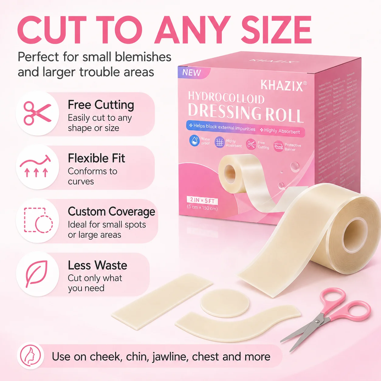 1 volume Acne Pimple Patch Roll Hydrocolloid Blemish Cover Tape, Cuttable Invisible Spot Sticker for Face Skin Care