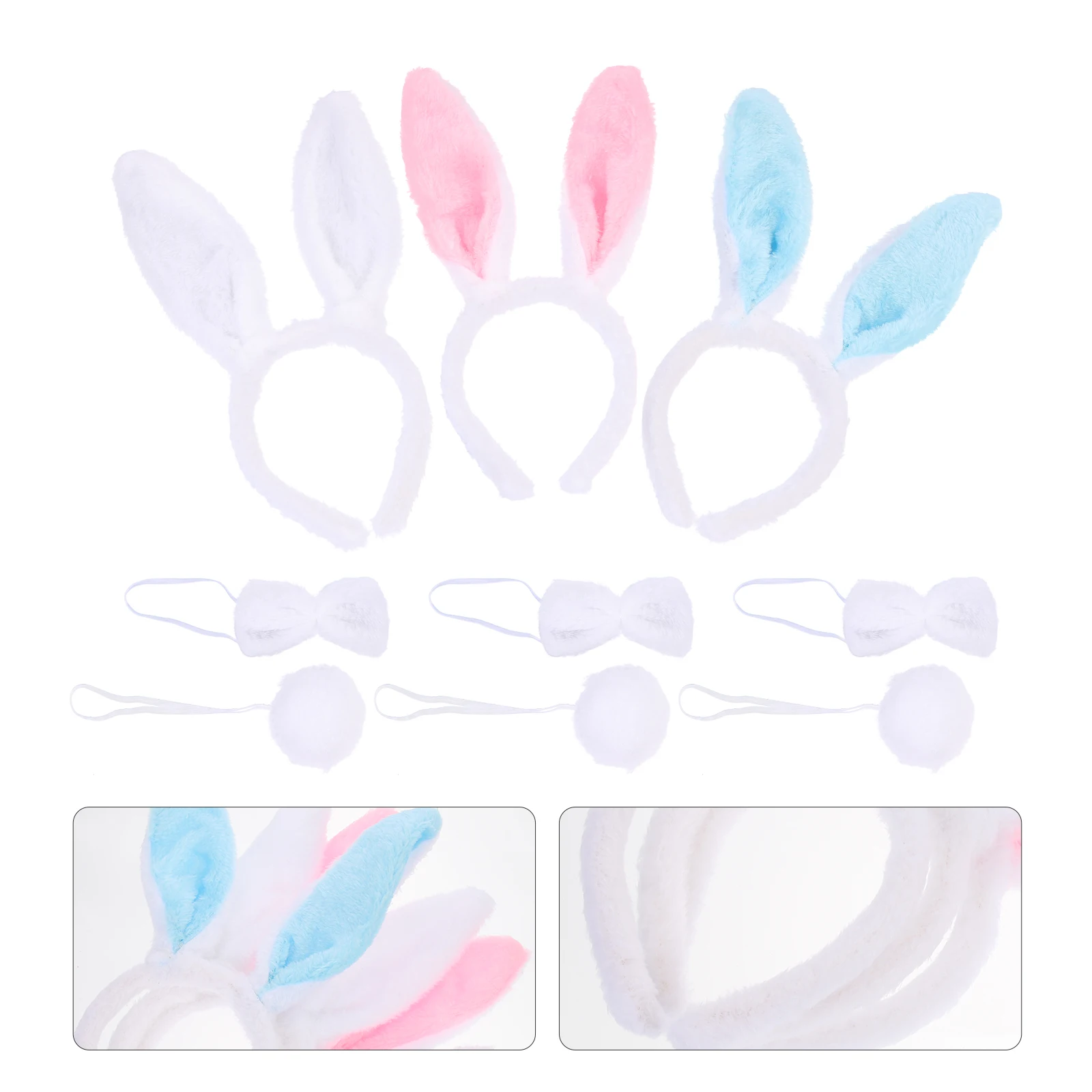 3 Sets Hasenkostüm-Set, sicheres Material, stabiler Rahmen, Kopfschmuck, Party, Bühnenaufführung, wiederverwendbare Cosplay-Requisiten, Zubehör