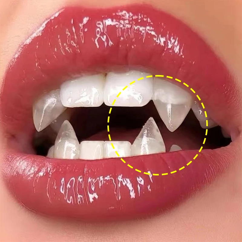 1-10Pairs Adult Vampire False Teeth Transparent Dentures Fangs Zombie Tooth For Horror Bloody Halloween Party Decoration Props