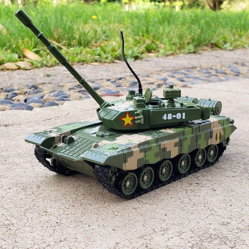 Tanque de batalla principal Leopard 2 M1A2 Abrams tipo 99 Diecasts y vehículos de juguete HuaYi 1:48 modelo militar de aleación Railed/Motor/coche/Bicicletas