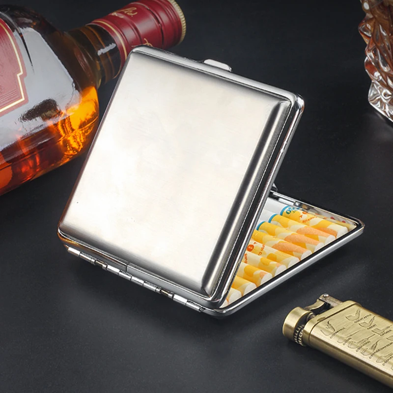 

Pure Metal Creative Cigarette Box Portable Cigarette Storage Box Moisture Proof Cigarette Case with Clip Smoking Accessories