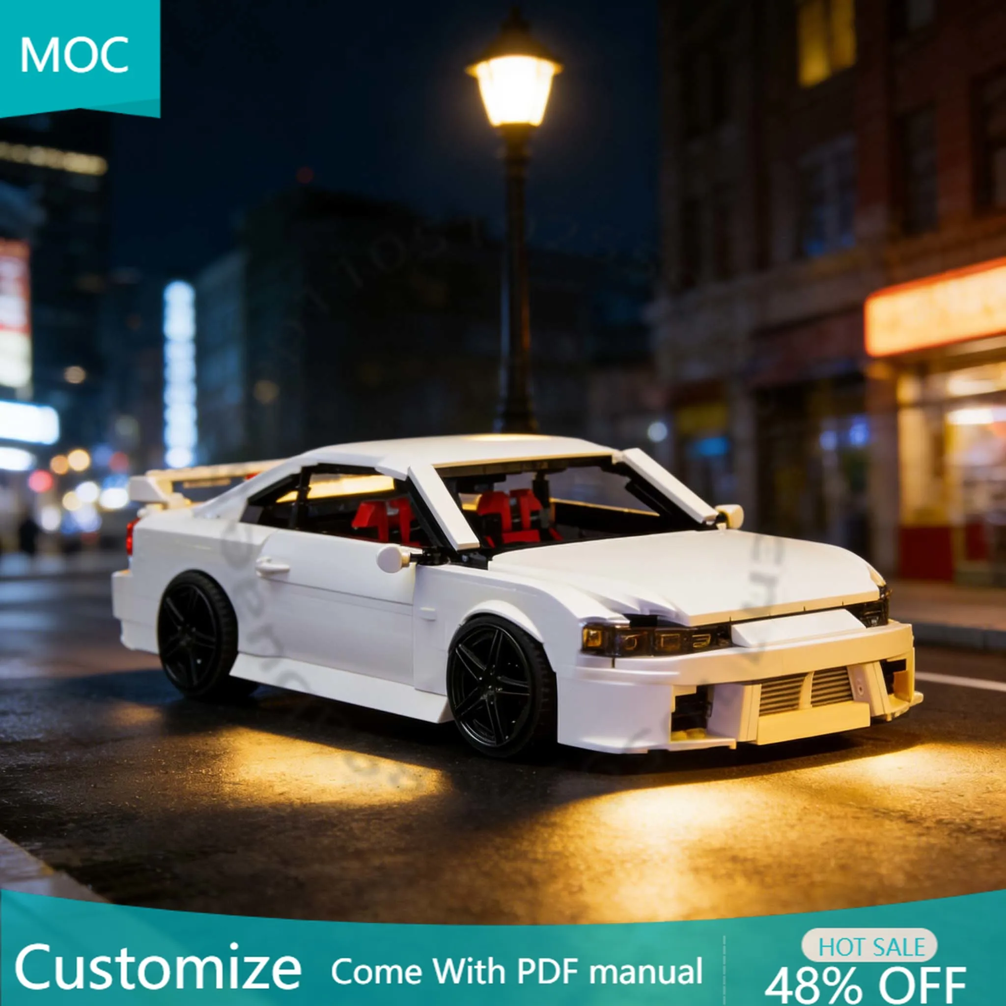 

1160 деталей: Собери машину своей мечты — Silvia S15 MOC. Модульный конструктор для детей. Простой развивающий набор для мальчиков. Подарок на праздник.