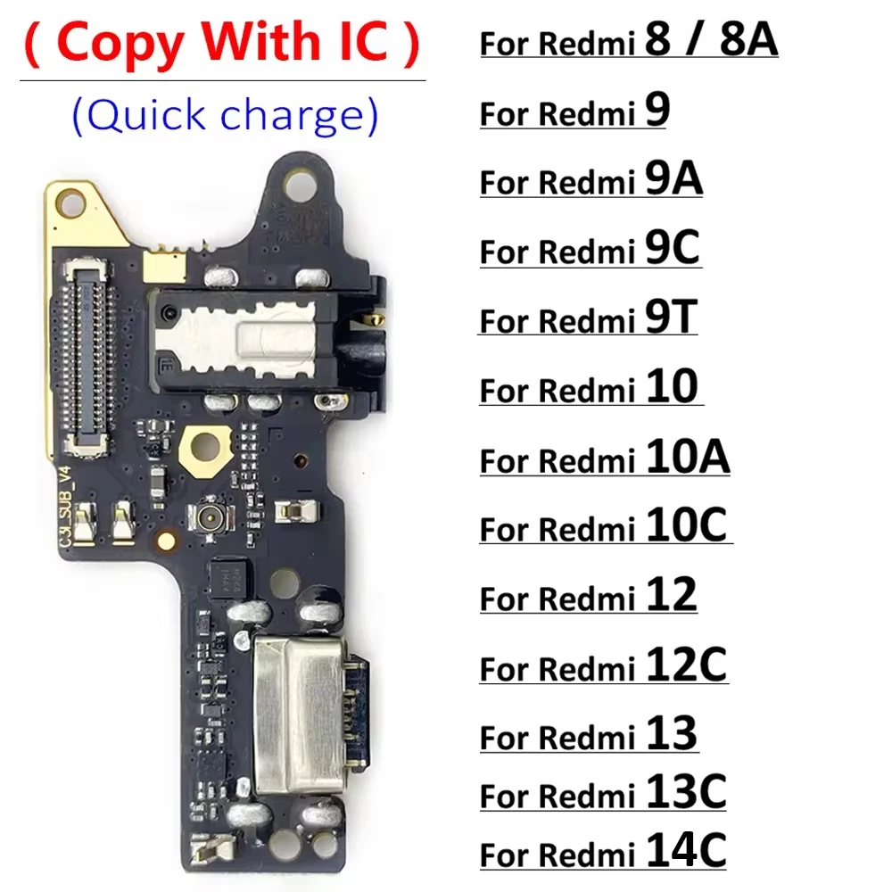 Charger Board Flex For Xiaomi Redmi 9 9C 9A 9T 8A 10C 10A 10 12 12C 13 13C 14C 4G 5G USB Port Connector Dock Charging Flex Cable