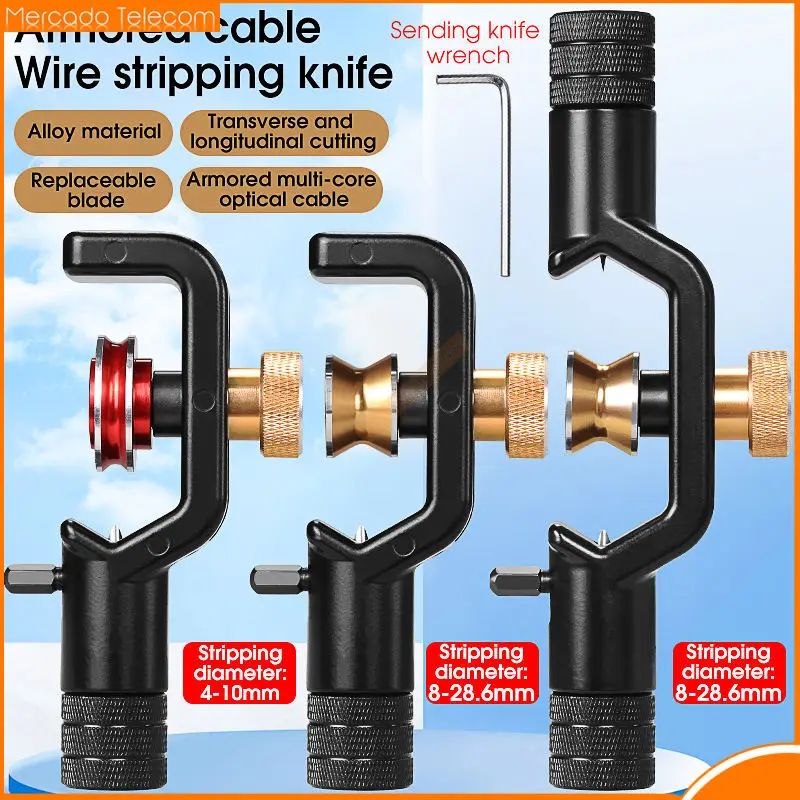 

Armored Wire Stripper 4-10mm & 8-28mm Optical Cable Slitter Fiber Optic Stripping Tool Jacket Slitter Sheath Cutter