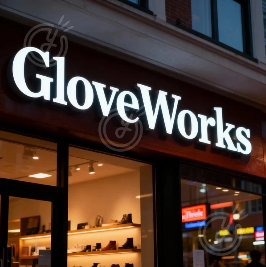 Custom Business Sign Backlit 3d LED Metal Acrylic Addressable for Advertising Neon  GloveWorks Led  Sign Metal Sign for Business