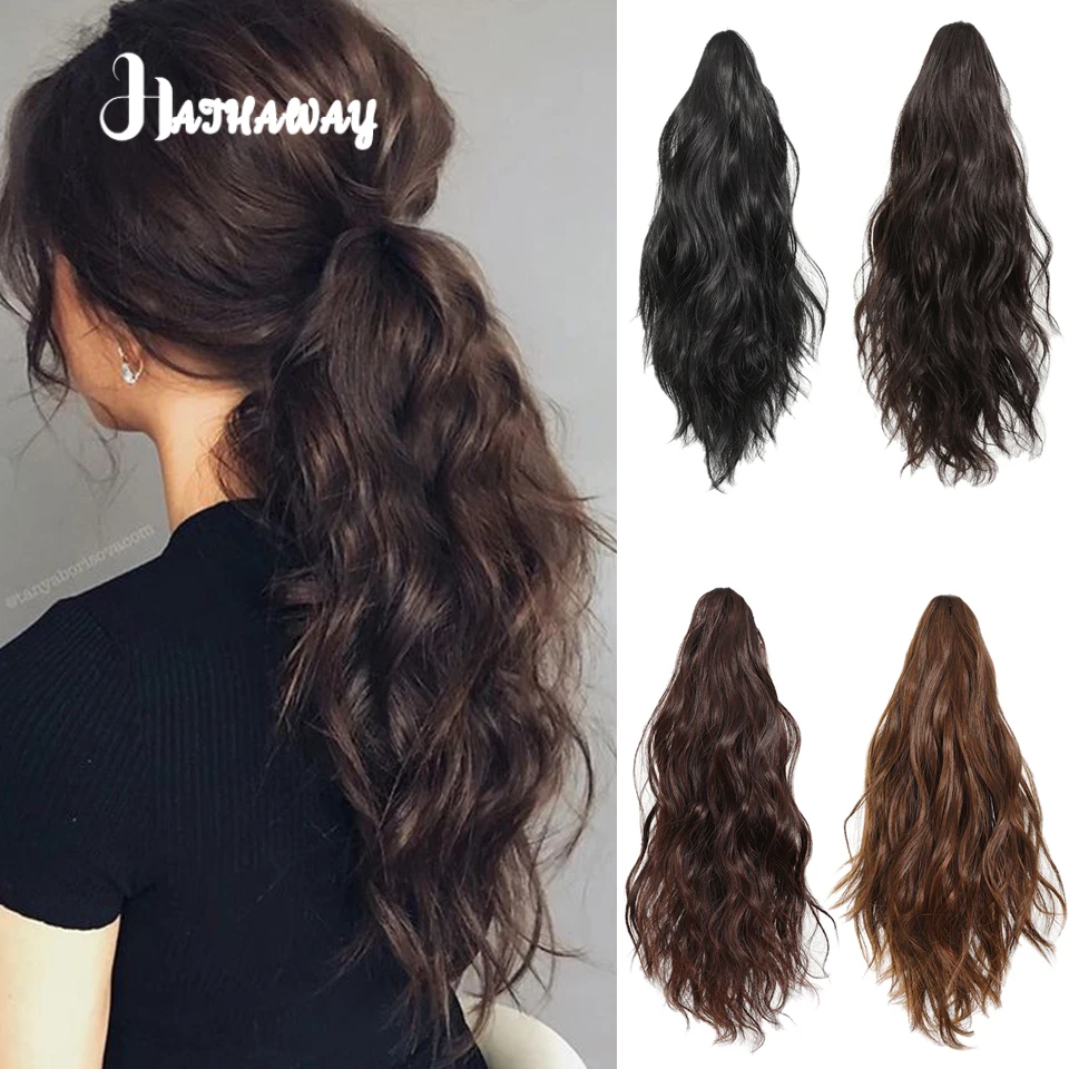 

10 Inch Water Ripple Ponytail Synthetic Claw Clip In Ponytail Black Brown Short Hairpiece Fake Hair False Pigtail Hair Ponytail