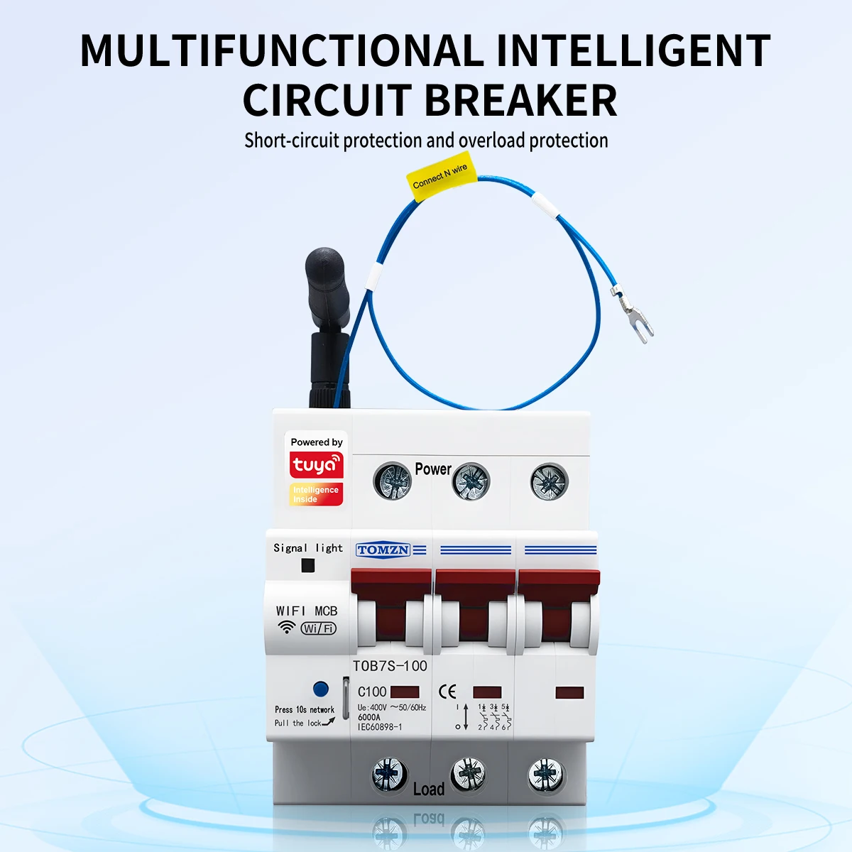 TOB7S-100 WIFI Circuit Breaker 3P+N Three-phase Four-wire Overload Protection Short-circuit Protector Timer Switch Tomzn Office