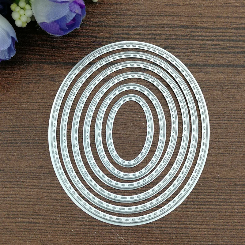 6pcs Oval Metal Cutting Dies Stencil DIY Scrapbooking Embossing Paper Card Album Decorative Craft