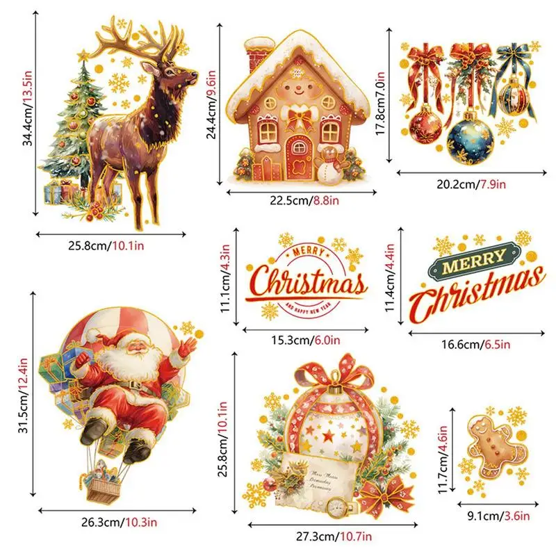 Natal estática janela decorações adesivos, decalques reutilizáveis, 4x