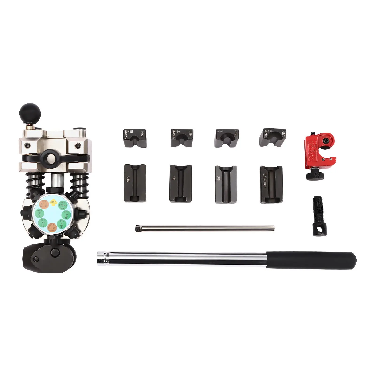 Kit de herramientas de abocardado de línea de refrigerante de freno de combustible hidráulico + troqueles 5/16" 3/8" 3/16" 1/4"