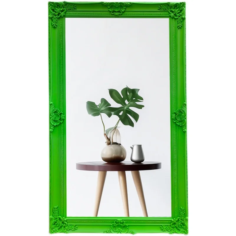 

Fluorescent green mirror Internet celebrity clothing store fitting body solid wood mirror