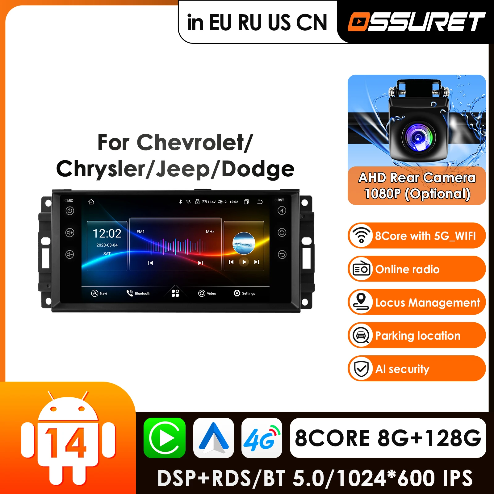 

Carplay 4G Android Car Radio for Chevrolet Chrysler Sebring Aspen 300C Jeep Wrangler Commander Compass Patriot Liberty Dodge GPS