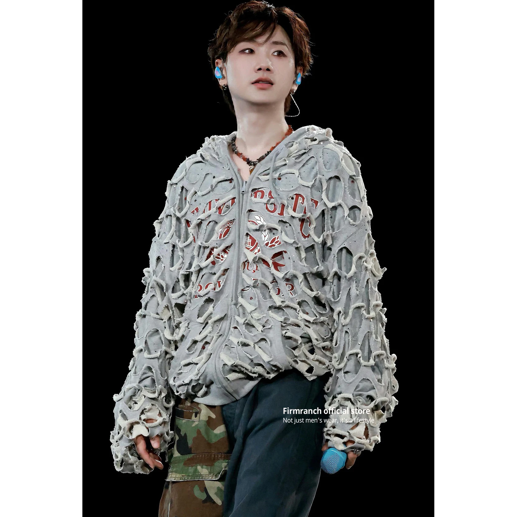 Firmranch New Korean Designer Fashion Grey Reversible Double Wear Hoodies Jacket Men Women High Quality Cotton Hooded Loose Coat