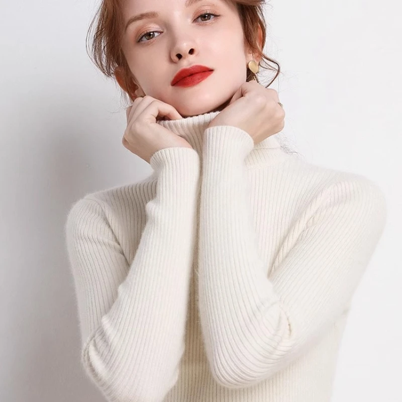 Zjaiss Knitted Soft Pullovers Women Turtleneck Sweater Basic Solid Color Warm Slim Sweaters Women Autumn Winter Casual Jumper