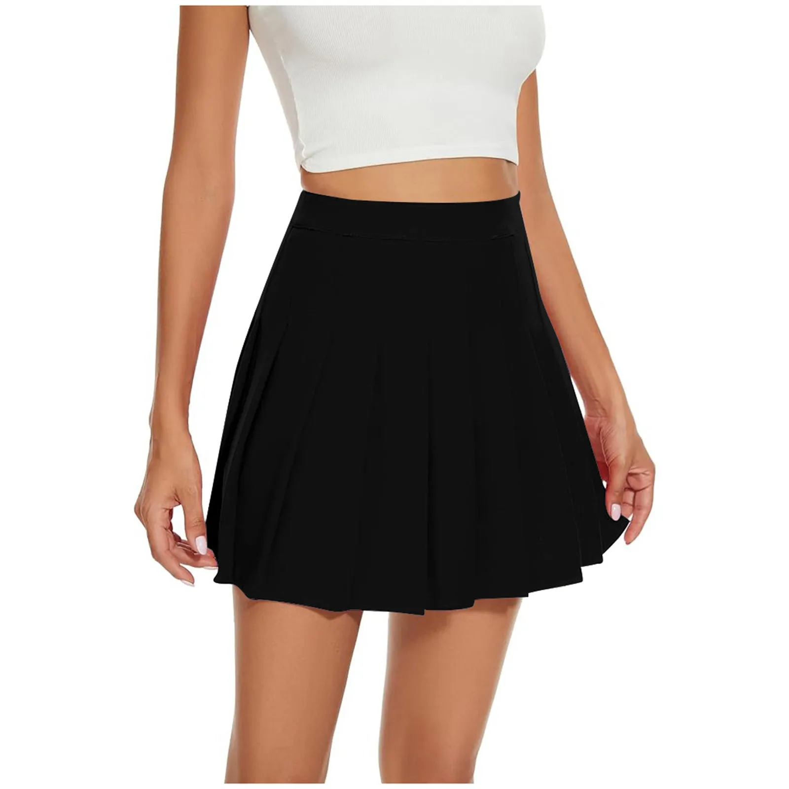 

High Waist Solid Pleated Mini Skirt for Women Summer Spring Korean Preppy Style Fashion Cute A-line Skirts Y2K Skort Clothes