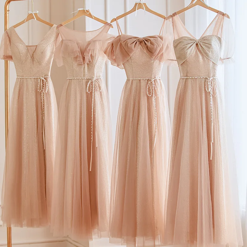 

Pink Long Maid of Dr 2024 New Autumn Winter Ele High Waist A-Line Skirt Wedding Guest Dr Fairy Aosphere