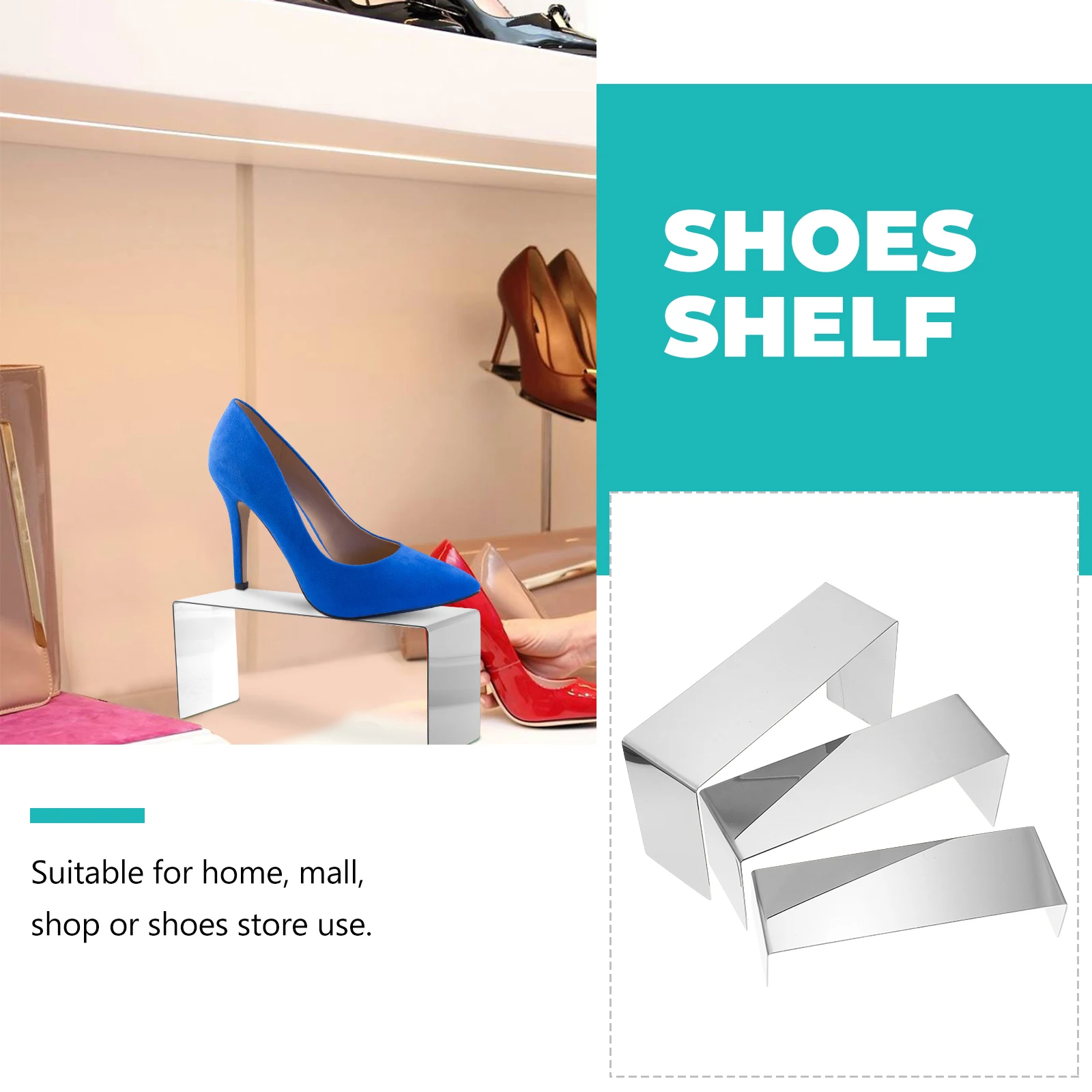 

3pcs Shoe Rack Display Stand for Boots Tall Stackable Organizer Rust Resistant Sturdy Storage Shelf Home Store Use