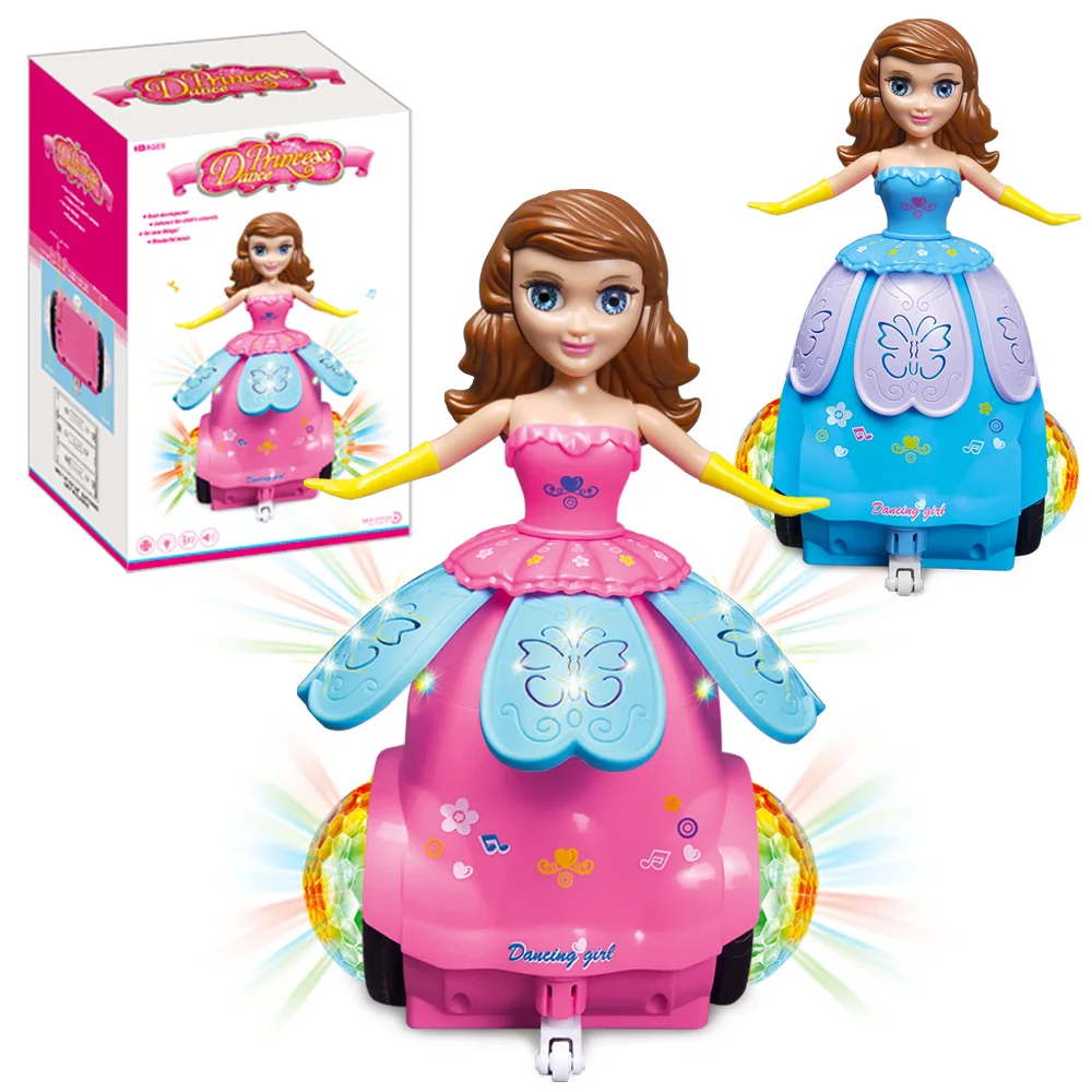 Princess Musical Dancing Angel Doll with 3D LED Lights Music and 360° Spinning-Electric Musical Fairy Girl Toy for Kids