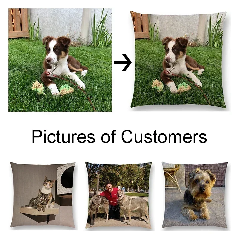 Pets Linen Custom Cushion Covers Baby Personalized Pillow Case Family Customized Pillow Cover for Sofa Brand Logo Pillowcases