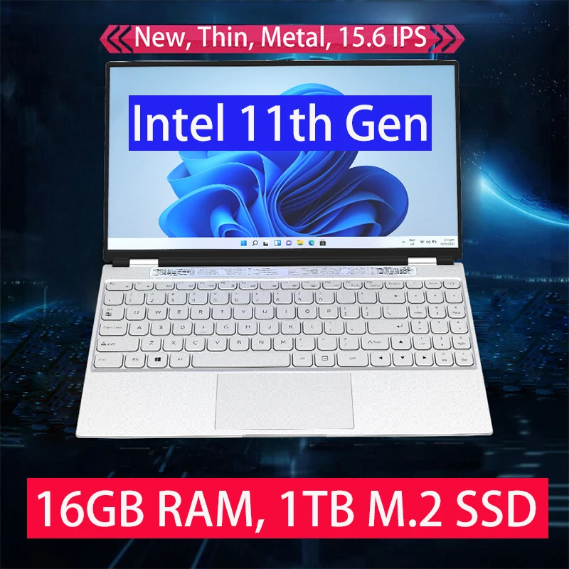 2022 15.6 polegadas n5105 11th gen quad core escola portátil 16gb ram 1tb m.2 ssd 512gb 256gb 128gb windows 10 11 caderno de metal