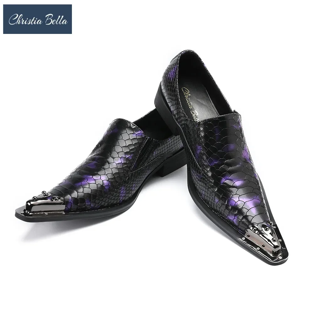 Fahion Pointed Toe Plus Size Business Formal Men Shoes Wedding Party Men Dress Shoes Snakeskin Grain Real Leather Casual Shoes