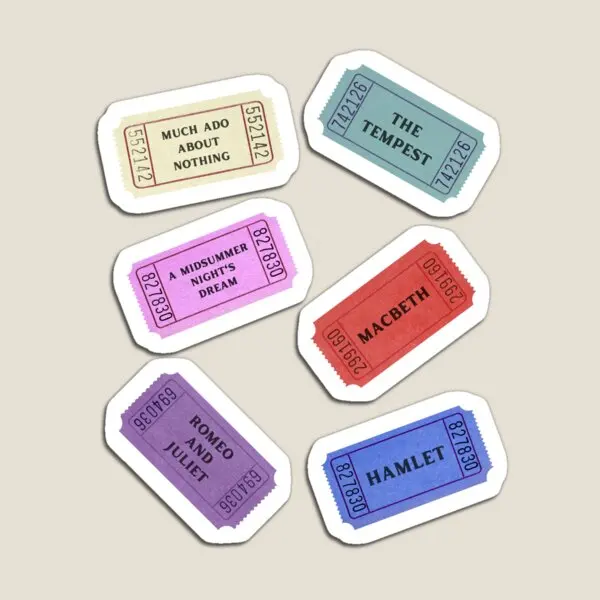 William Shakespeare Theatre Tickets Coll  Magnet Kids Children Holder Home Colorful Magnetic  Decor Cute Baby Stickers Funny