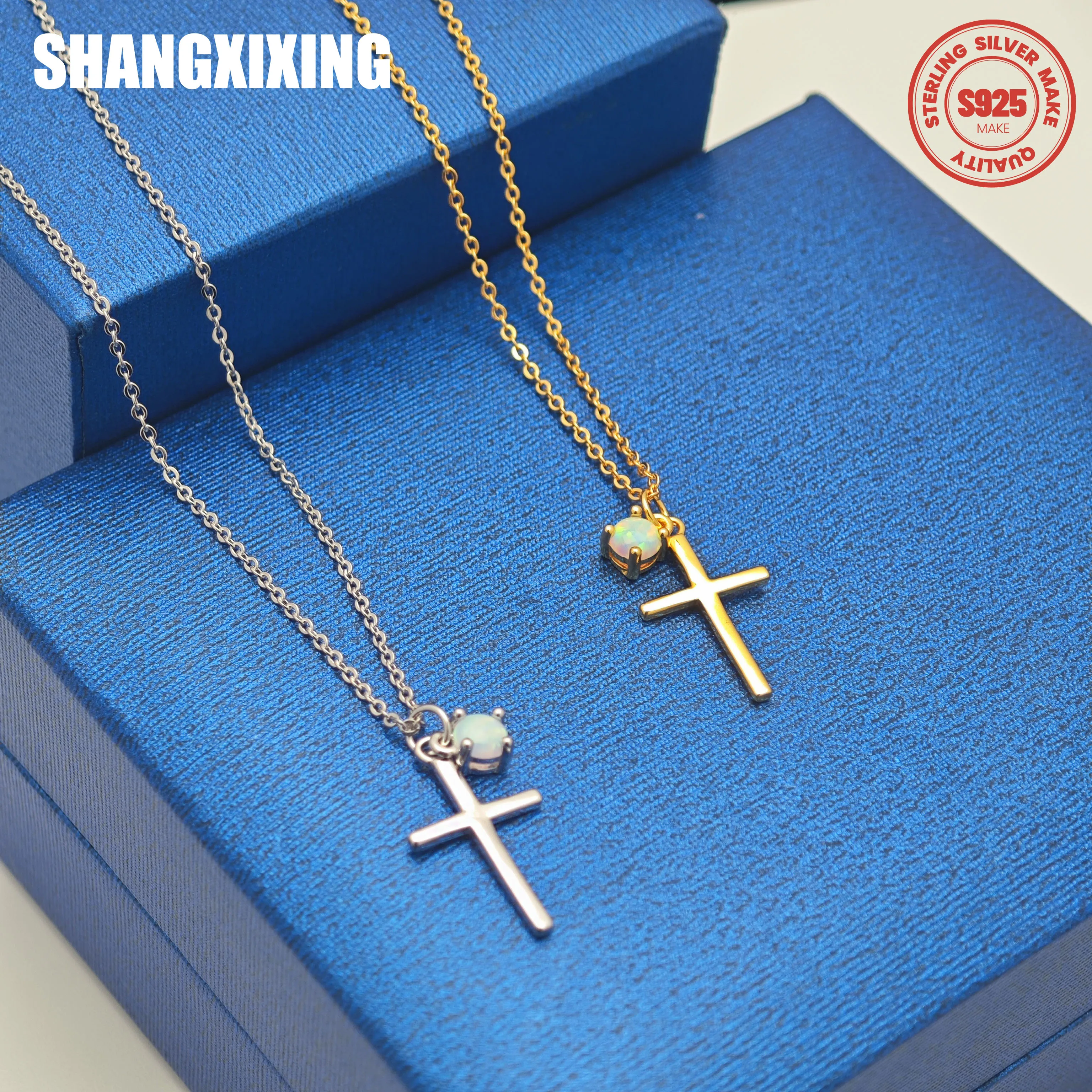

925 Sterling Silver Cross Girl Charm High End Small Fresh Exquisite Pendant Women Luxury Fashion Necklace S925 Jewelry Gift