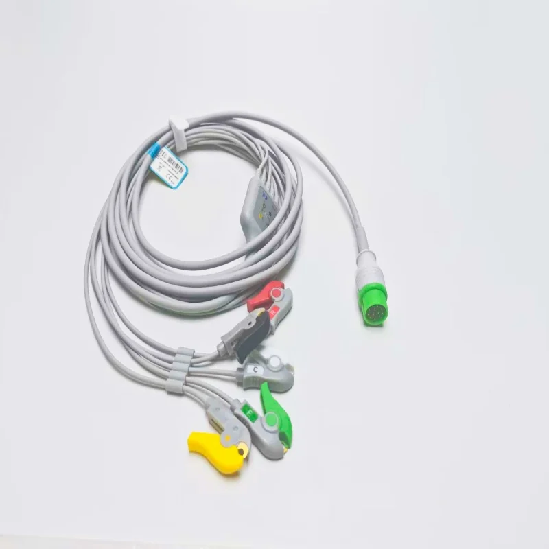 Compatible for Comen 12pin  ECG Cable 5 Leadwires Pinch/grabbe 5-lead with lead wires,IEC
